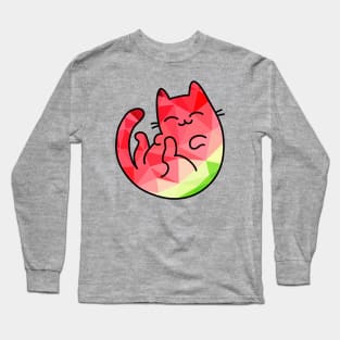 Happy Pink Cat Triangle Pattern Long Sleeve T-Shirt